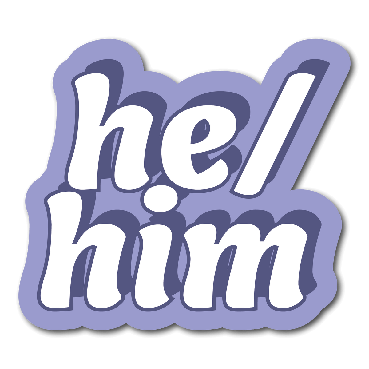 Small Purple He/Him Pronouns Sticker for Name Badges